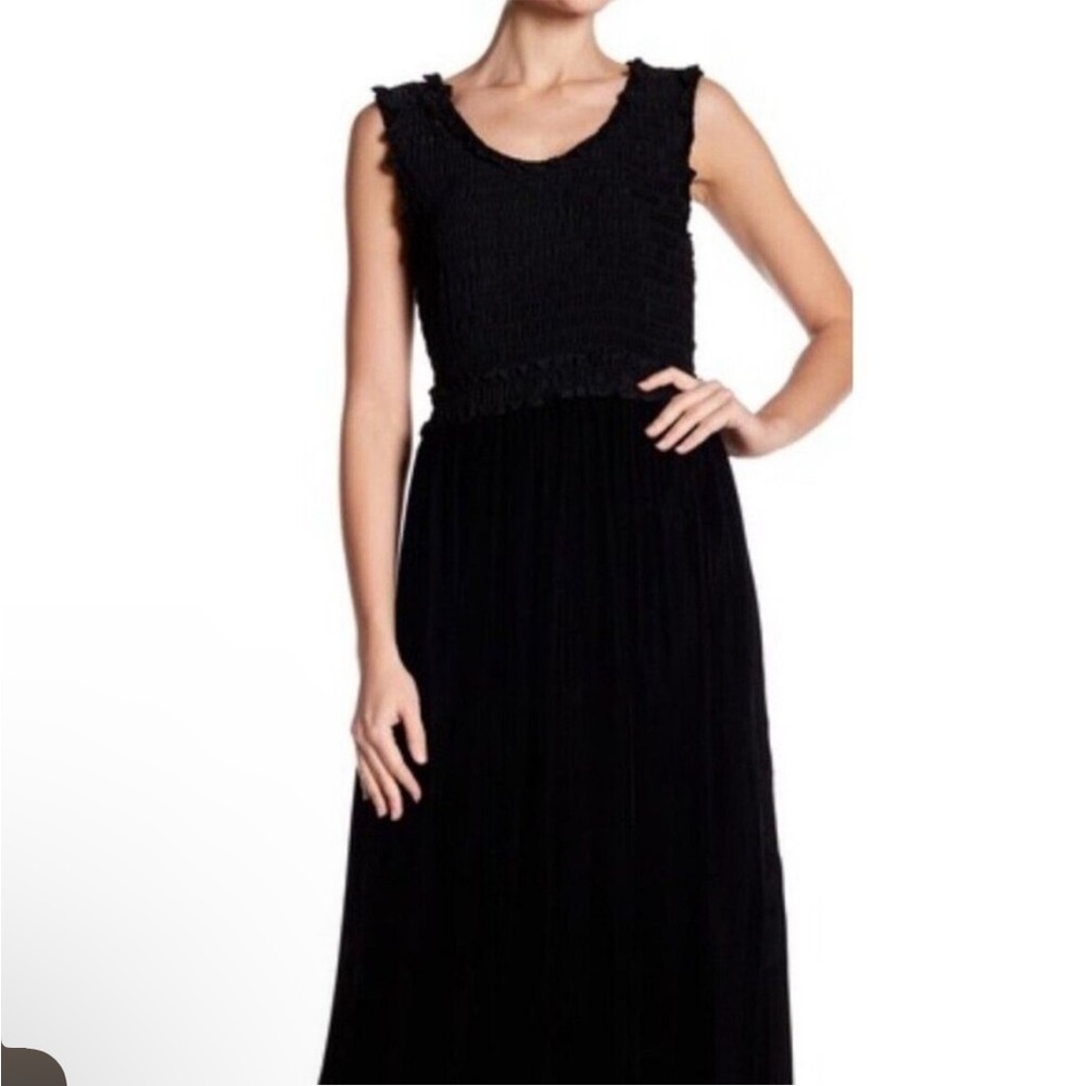 Max Studio Smocked Velvet Mixed Media Maxi Dress Size M